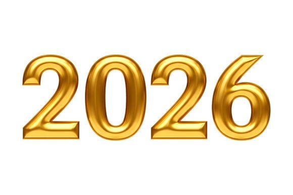 2026 Gold Metallic 3D Numbers for Luxury Design