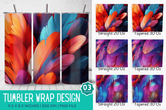 3D Bright Feathers Tumbler Design Guide