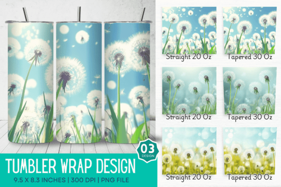 3D Cartoon Dandelions Tumbler Design Guide