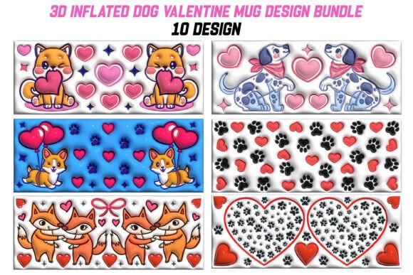 3D Dog Valentine Mug Design Bundle