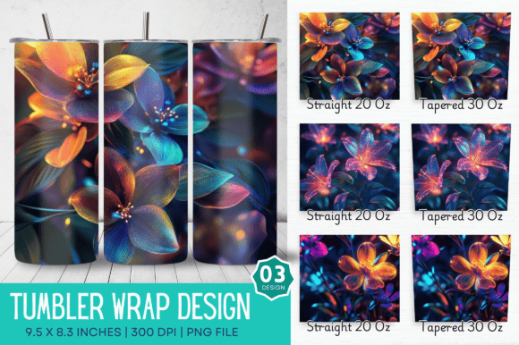 3D Glowing Flowers Tumbler Design: Elevating Custom Drinkware with Digital Art