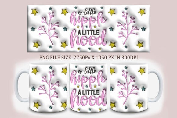 3D Inflated Boho Mug Design PNG