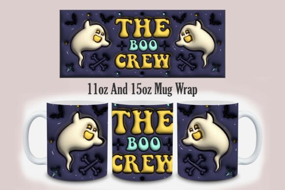3D Inflated Halloween Mug Design PNG