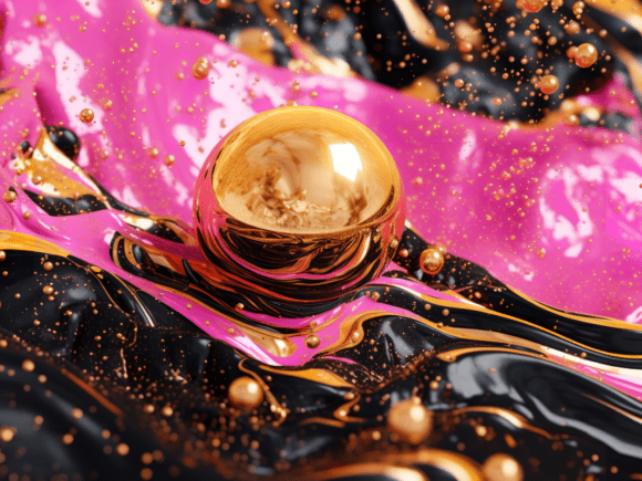 3D Liquid Spiral Gold Pink Background: Elevating Digital Aesthetics
