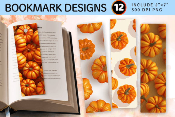 3D Pumpkins PNG Bookmark Design