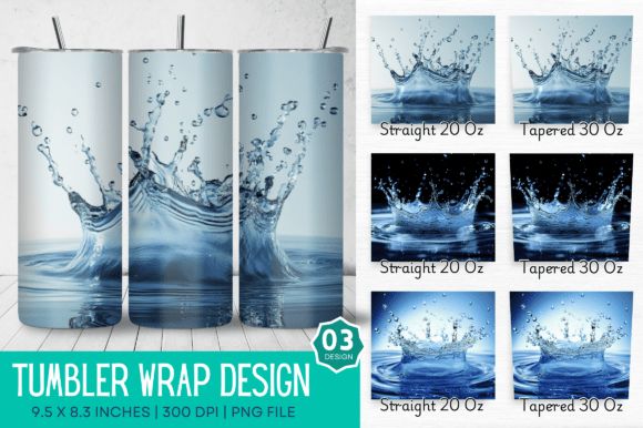 3D Splash Water Tumbler Design: Elevating Custom Drinkware with Vivid Sublimation Art