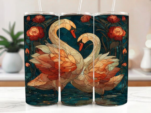 3D Swan Tumbler Wrap Design PNG: A Premium Sublimation Asset