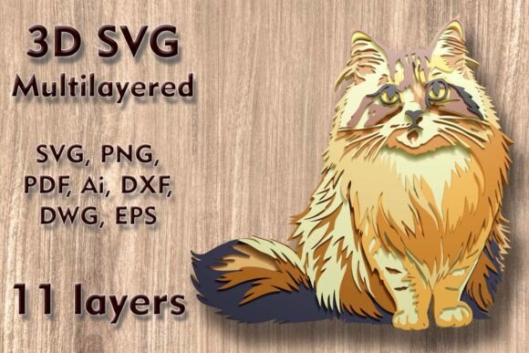 Cat 3D SVG Multilayer Laser Cut Files