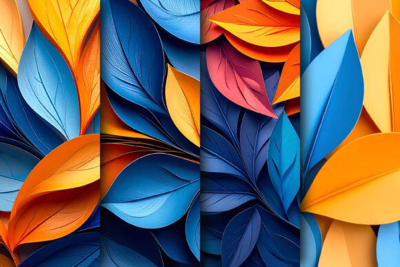 Colorful 3D Paper Leaf Art Design: A Fusion of Tactile Craft and Digital Precision