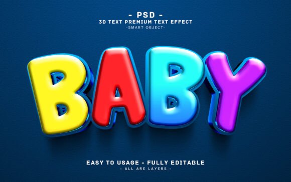 Colorful 3D Text Effect BABY Design: A Versatile Tool for Modern Creatives