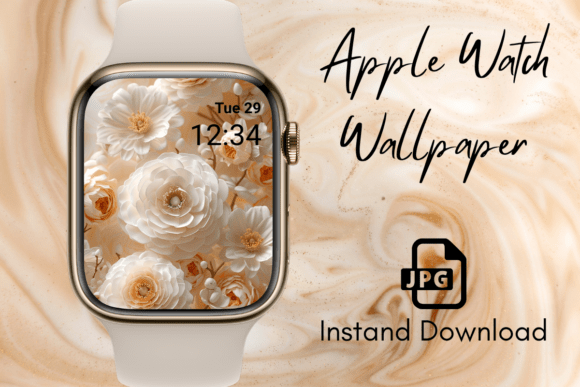 Cream Bloom Apple Watch Wallpaper: Elevating Your Wrist with 3D Paper Flower Aesthetics