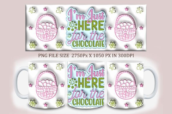 Elevating Seasonal Merchandise with High-Resolution 3D Inflated Easter Mug Design PNG Assets
