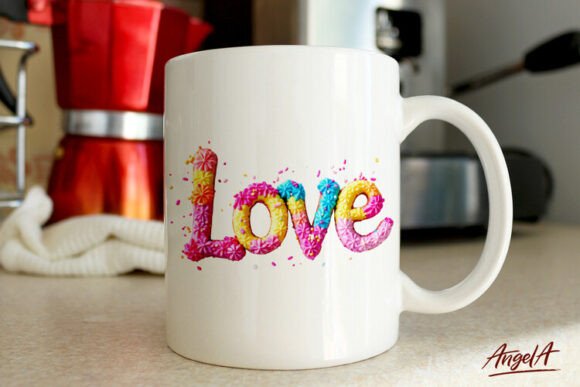 Love in 3D: Mug Sublimation Design