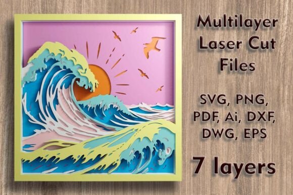 Ocean Waves Multilayer Laser Cut Files