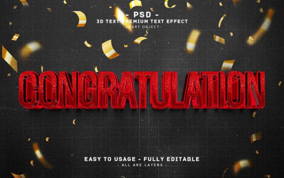 Red Glitter Congratulations 3D Text