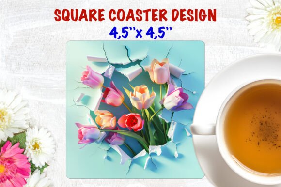 Spring Floral Coaster Tulip PNG: Elevating Sublimation Designs with High-Resolution Digital Art