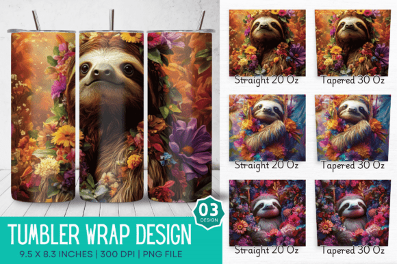 Strategic Branding with 3D Floral Sloth Tumbler Design
