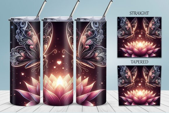 Strategic Branding with the 3D Butter-Fly Tumbler Design PNG