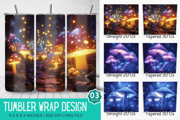 Strategic Branding with the 3D Glowing Mushrooms Tumbler Design