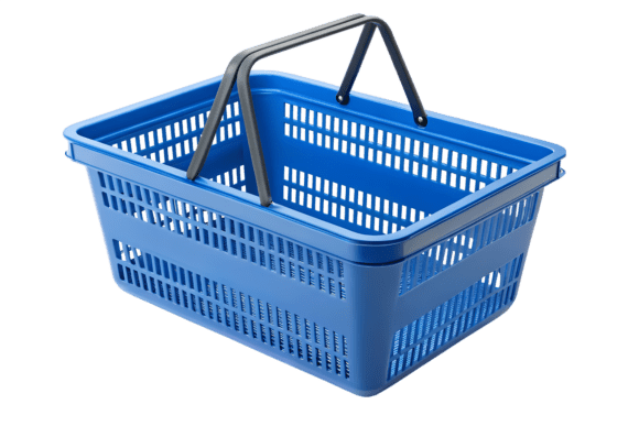 Understanding the Utility of a Blue Plastic Shopping Basket Isolated on Transparent Background