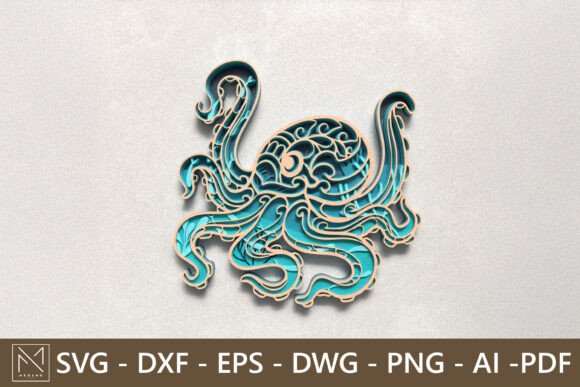 Unlocking Ocean-Inspired Creativity with a 3D Layered Octopus SVG File