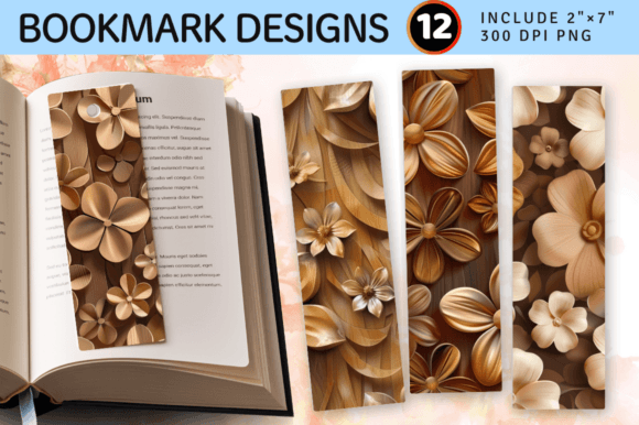Wooden 3D Flowers PNG Bookmark Design Guide